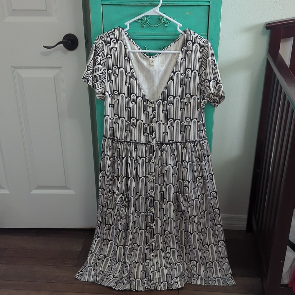 Kate Quinn Rainbow Pleated Tiered Button Up Sundress